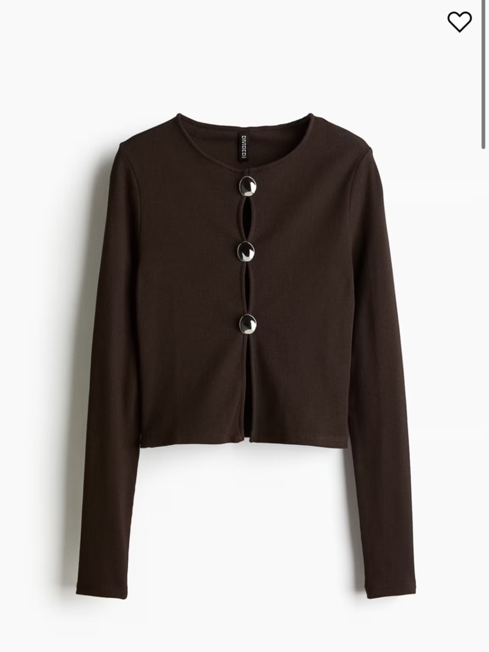 NWT BUTTON-DETAIL RIBBED Long Sleeve Top - Brown